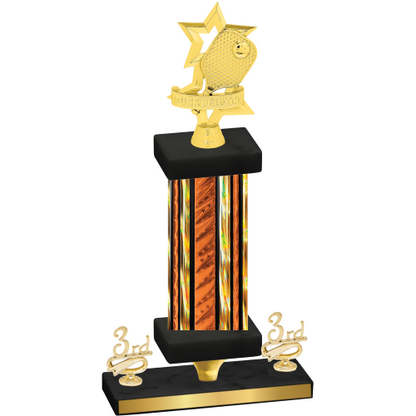 Premium Single Orange Glacier Third Place Pickleball Trophy
