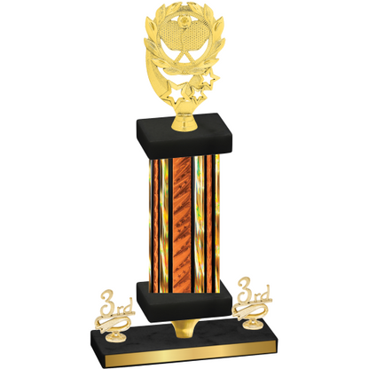 Premium Single Orange Glacier Third Place Pickleball Trophy