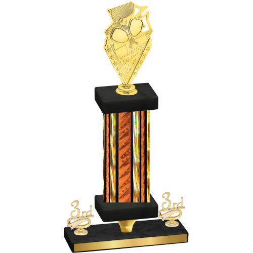 Premium Single Orange Glacier Third Place Pickleball Trophy