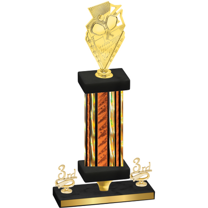 Premium Single Orange Glacier Third Place Pickleball Trophy