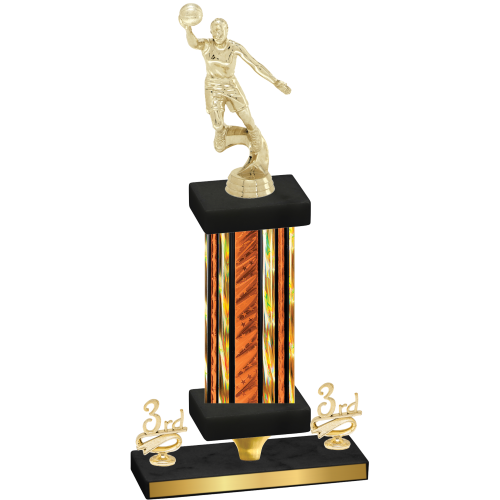 Premium Single Orange Glacier Third Place Basketball Trophy