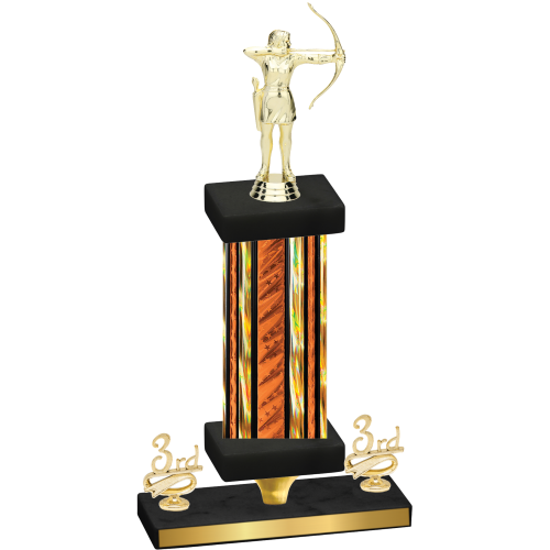 Premium Single Orange Glacier Third Place Archery Trophy