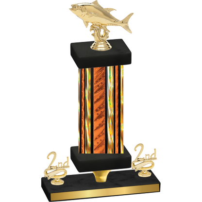 Premium Single Orange Glacier Second Place Fishing Trophy