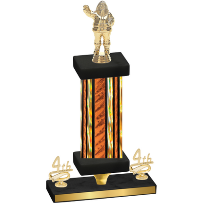 Premium Single Orange Glacier Fourth Place Holiday Trophy