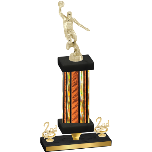 Premium Single Orange Glacier Second Place Basketball Trophy