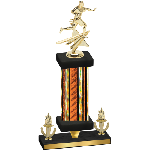 Premium Single Orange Glacier Victory Flag Football Trophy