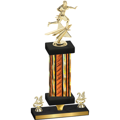 Premium Single Orange Glacier Year Flag Football Trophy