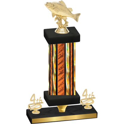 Premium Single Orange Glacier Fourth Place Fishing Trophy