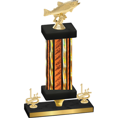 Premium Single Orange Glacier First Place Fishing Trophy