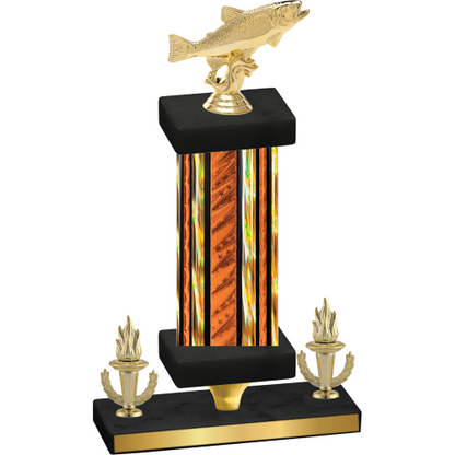 Premium Single Orange Glacier Victory Fishing Trophy