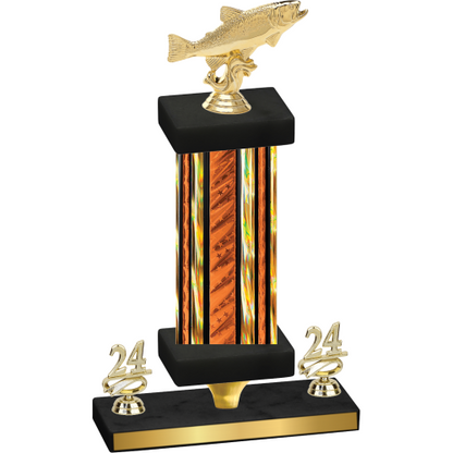 Premium Single Orange Glacier Year Fishing Trophy