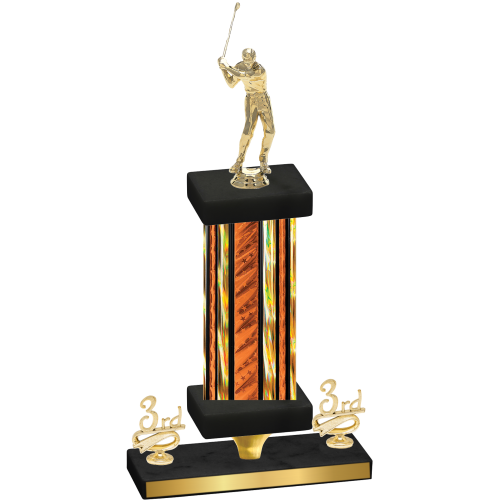 Premium Single Orange Glacier Third Place Golf Trophy