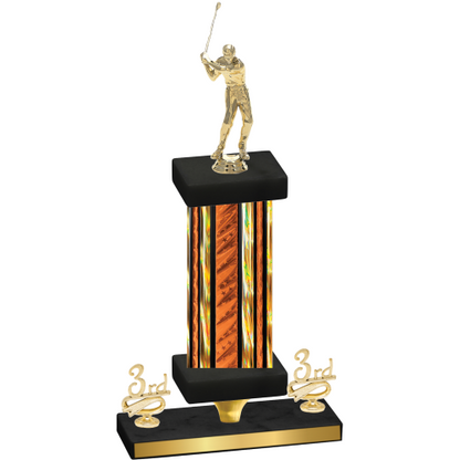 Premium Single Orange Glacier Third Place Golf Trophy