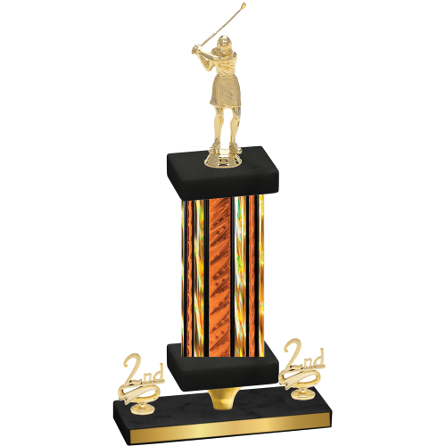 Premium Single Orange Glacier Second Place Golf Trophy