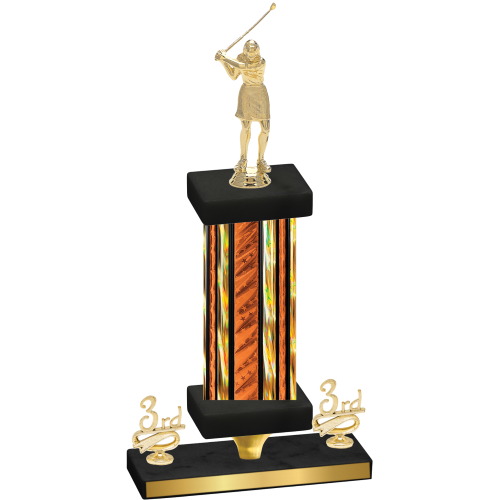 Premium Single Orange Glacier Third Place Golf Trophy