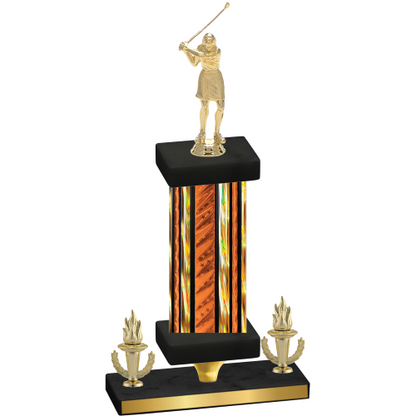 Premium Single Orange Glacier Victory Golf Trophy