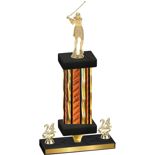 Premium Single Orange Glacier Year Golf Trophy