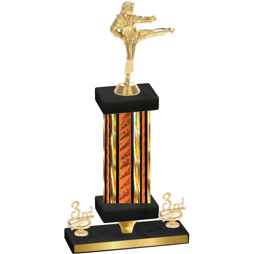 Premium Single Orange Glacier Third Place Karate Trophy