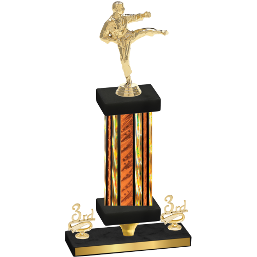 Premium Single Orange Glacier Third Place Karate Trophy