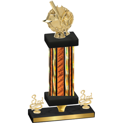 Premium Single Orange Glacier Third Place Baseball Trophy