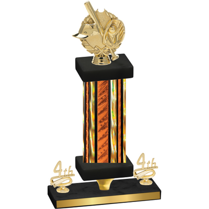Premium Single Orange Glacier Fourth Place Baseball Trophy