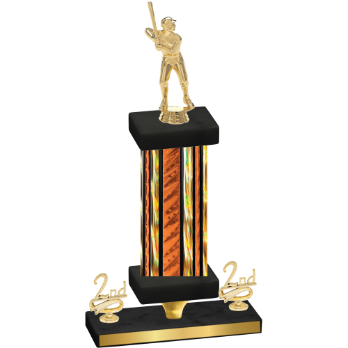 Premium Single Orange Glacier Second Place Baseball Trophy
