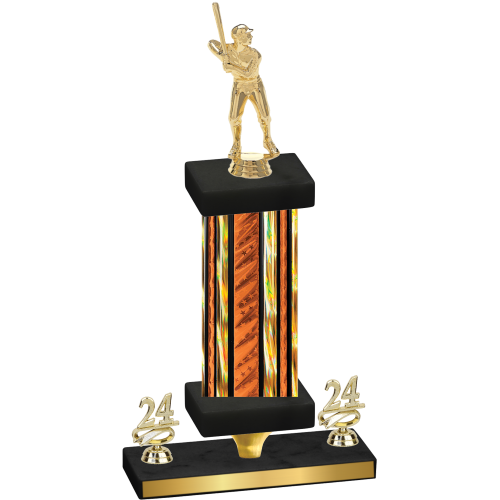 Premium Single Orange Glacier Year Baseball Trophy