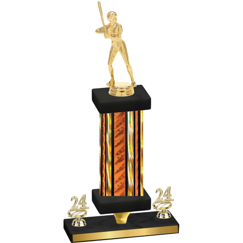 Premium Single Orange Glacier Year Softball Trophy