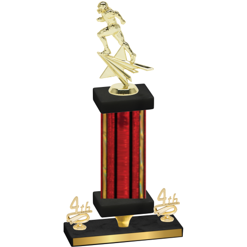 Premium Single Red Glacier Fourth Place Football Trophy