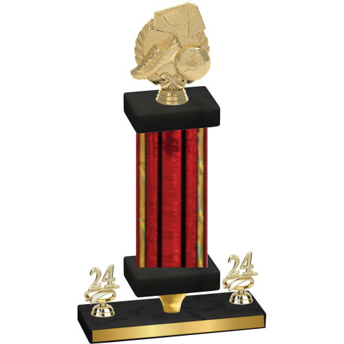 Premium Single Red Glacier Year Soccer Trophy