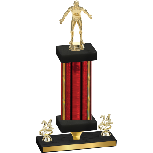 Premium Single Red Glacier Year Wrestling Trophy