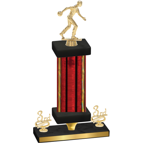 Premium Single Red Glacier Third Place Bowling Trophy