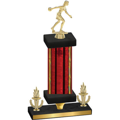 Premium Single Red Glacier Victory Bowling Trophy