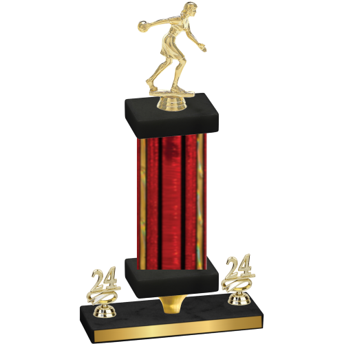 Premium Single Red Glacier Year Bowling Trophy