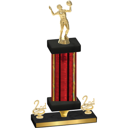 Premium Single Red Glacier Second Place Volleyball Trophy