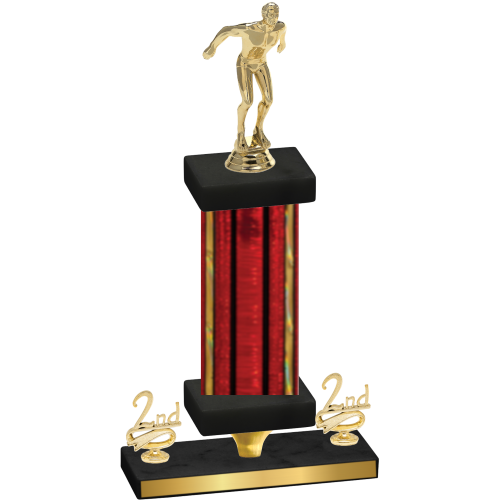 Premium Single Red Glacier Second Place Swimming Trophy