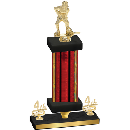 Premium Single Red Glacier Fourth Place Hockey Trophy