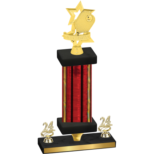 Premium Single Red Glacier Year Pickleball Trophy