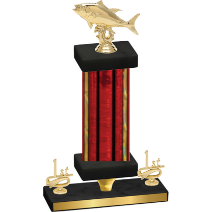 Premium Single Red Glacier First Place Fishing Trophy