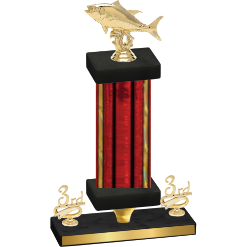 Premium Single Red Glacier Third Place Fishing Trophy