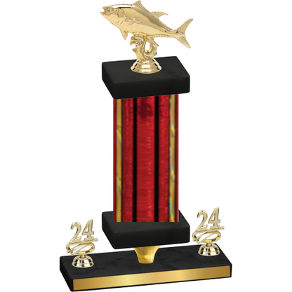 Premium Single Red Glacier Year Fishing Trophy