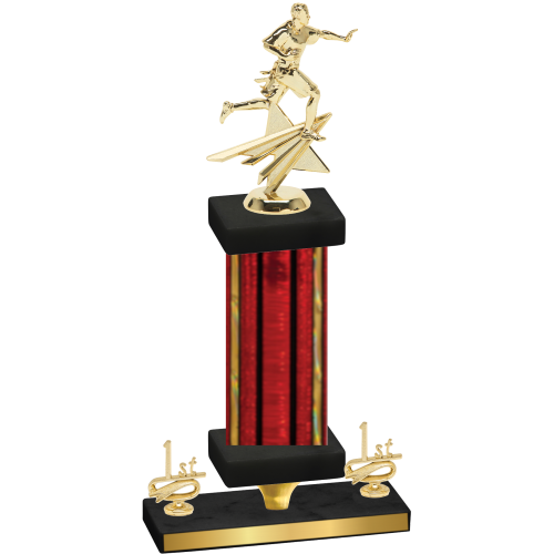 Premium Single Red Glacier First Place Flag Football Trophy