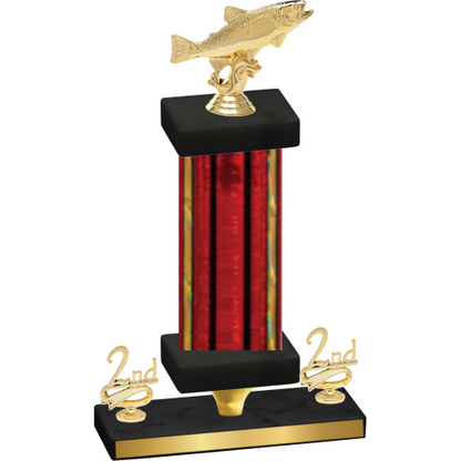 Premium Single Red Glacier Second Place Fishing Trophy