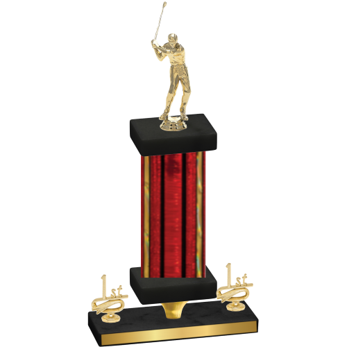 Premium Single Red Glacier First Place Golf Trophy