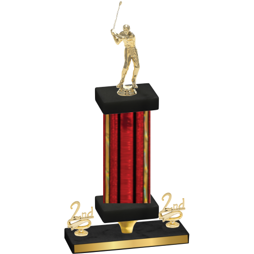 Premium Single Red Glacier Second Place Golf Trophy