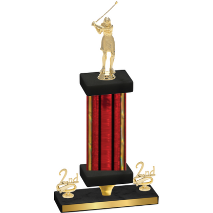 Premium Single Red Glacier Second Place Golf Trophy