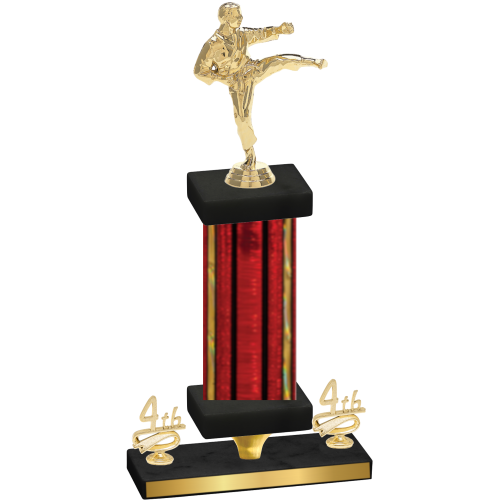 Premium Single Red Glacier Fourth Place Karate Trophy