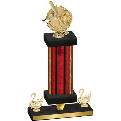 Premium Single Red Glacier Second Place Baseball Trophy