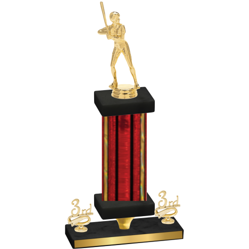 Premium Single Red Glacier Third Place Softball Trophy