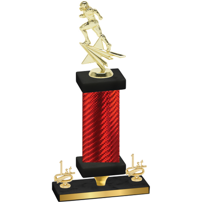 Premium Single Red Carbon Fiber First Place Football Trophy